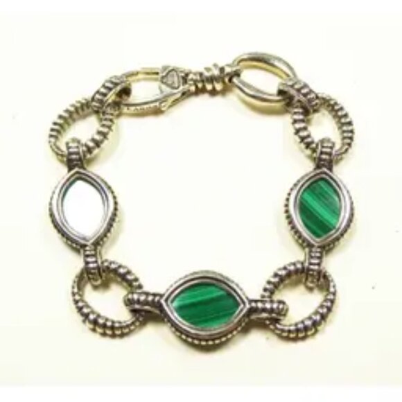 LAGOS Venus Sterling Silver Malachite Faceted Doublet Statioins Bracelet - Picture 6 of 8